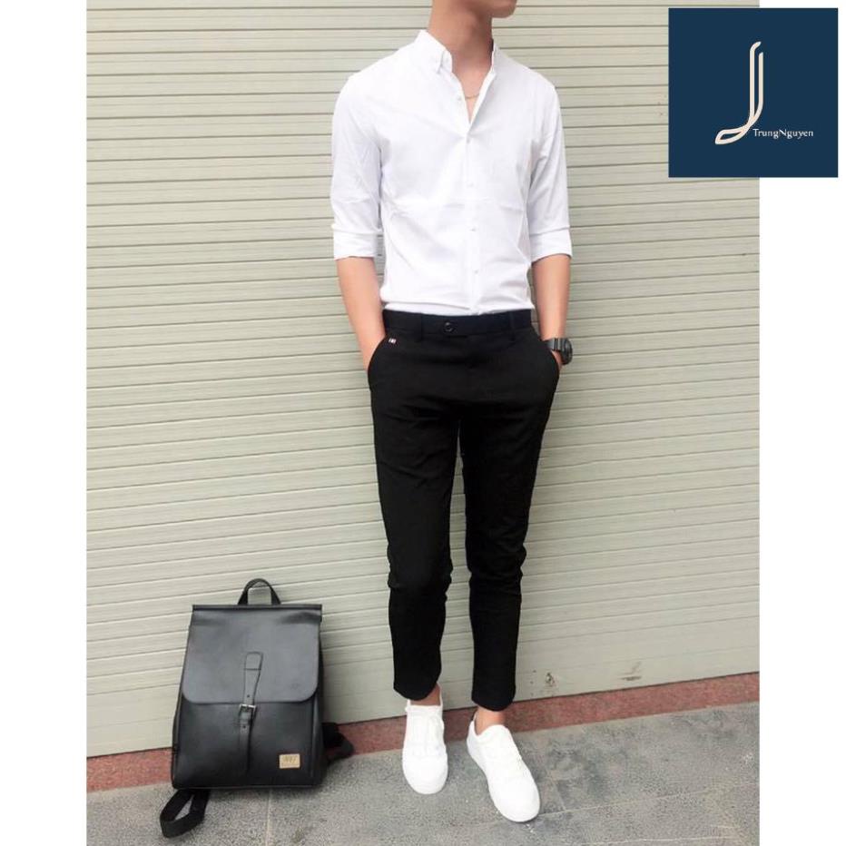 Combo 2 sản phẩm: 1 áo sơ mi nam trắng+ 1 quần âu nam đen form chuẩn trẻ trung hiện đại | BigBuy360 - bigbuy360.vn