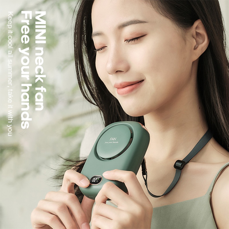Quạt Làm Mát Mini Đeo Cổ Không Cánh Sạc Cổng USB Tiện Dụng Và Bền