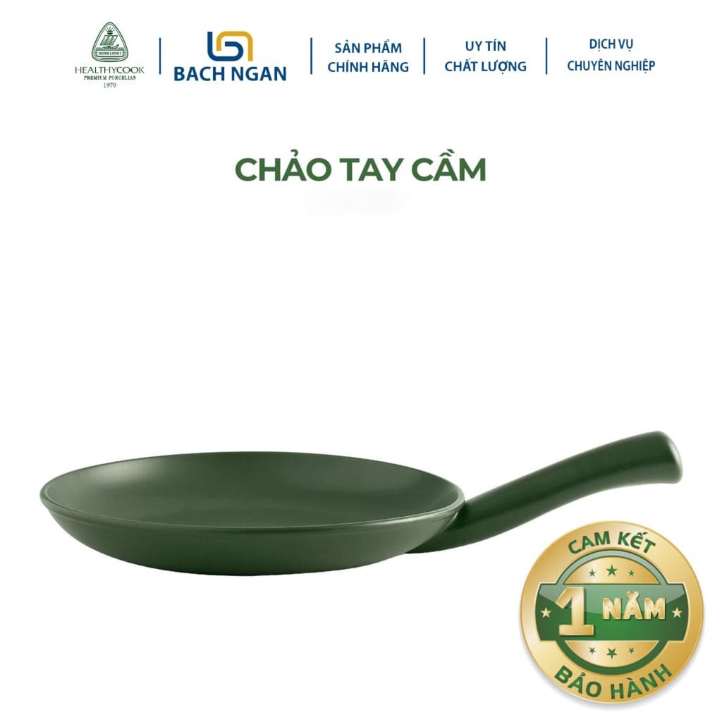 Chảo sứ tay cầm dưỡng sinh Minh Long 35 cm dùng chiên trứng, xào rau cải