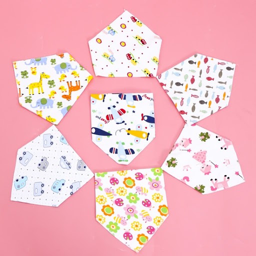 Khăn yếm tam giác cotton bấm cúc cho bé PK17