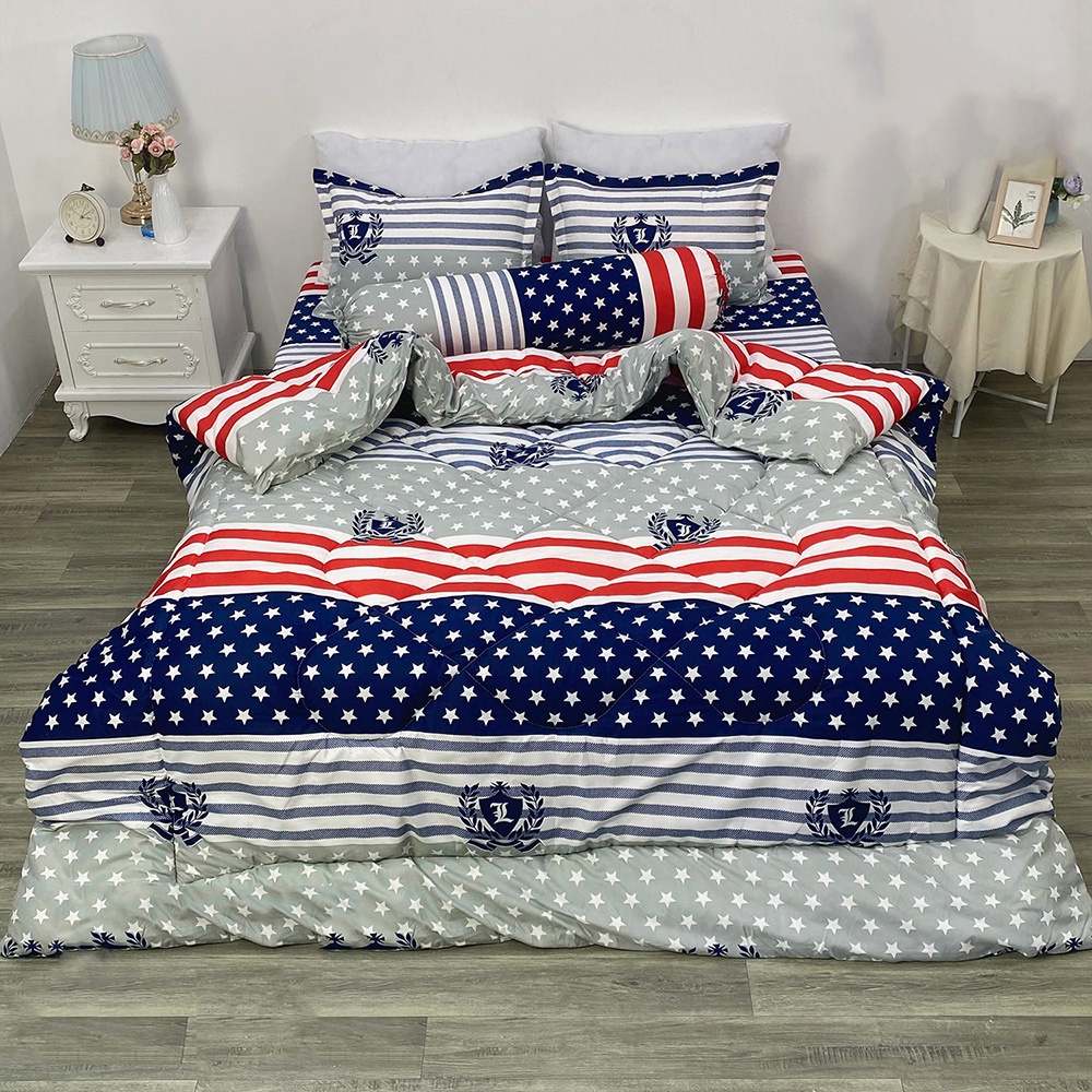 [CHĂN PHAO]  Set 5 Bộ Chăn Ga Gối poly [Siêu Đẹp Siêu Ấm] [ 1 Chăn phao + 1 Bộ Ga chun Vỏ gối nằm + 1 Vỏ gối ôm ]