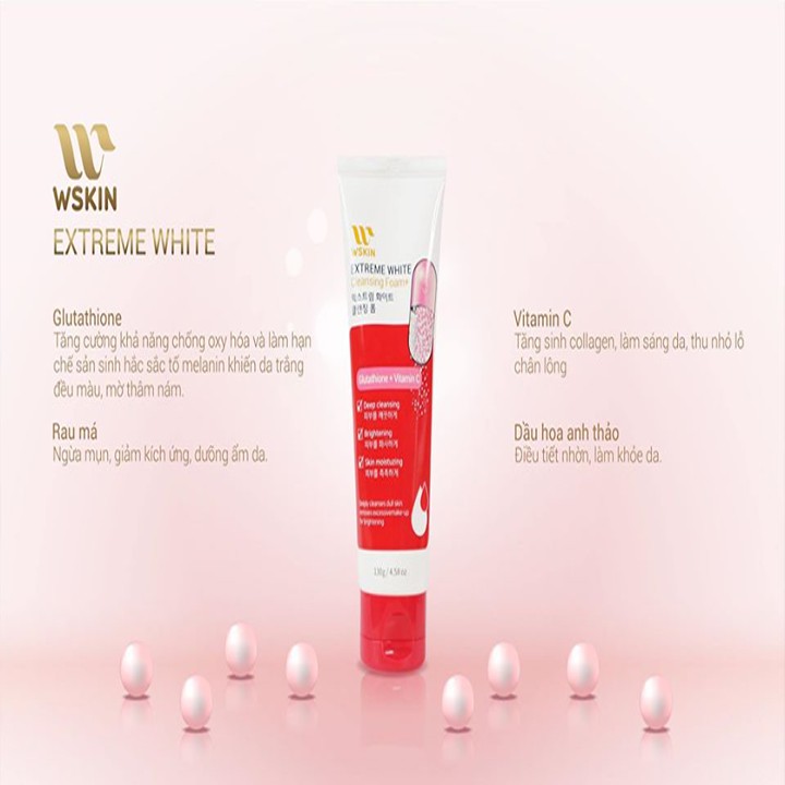 SỮA RỬA MẶT TRẮNG DA giảm Nám, Thải Độc, Truyền Trắng EXTREME WHITE Hàn Quốc