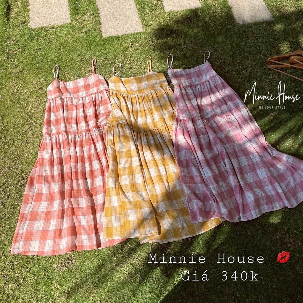 Set Nữ, Set Váy 2 Dây Kẻ Caro Siêu Xinh Siêu Cute Hàng QC Đẹp Loại 1