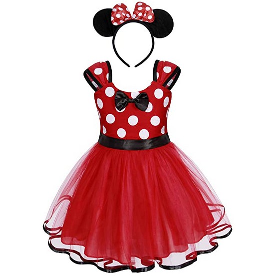 Váy công chúa Minnie màu đỏ hóa trang tiệc sinh nhật cho bé