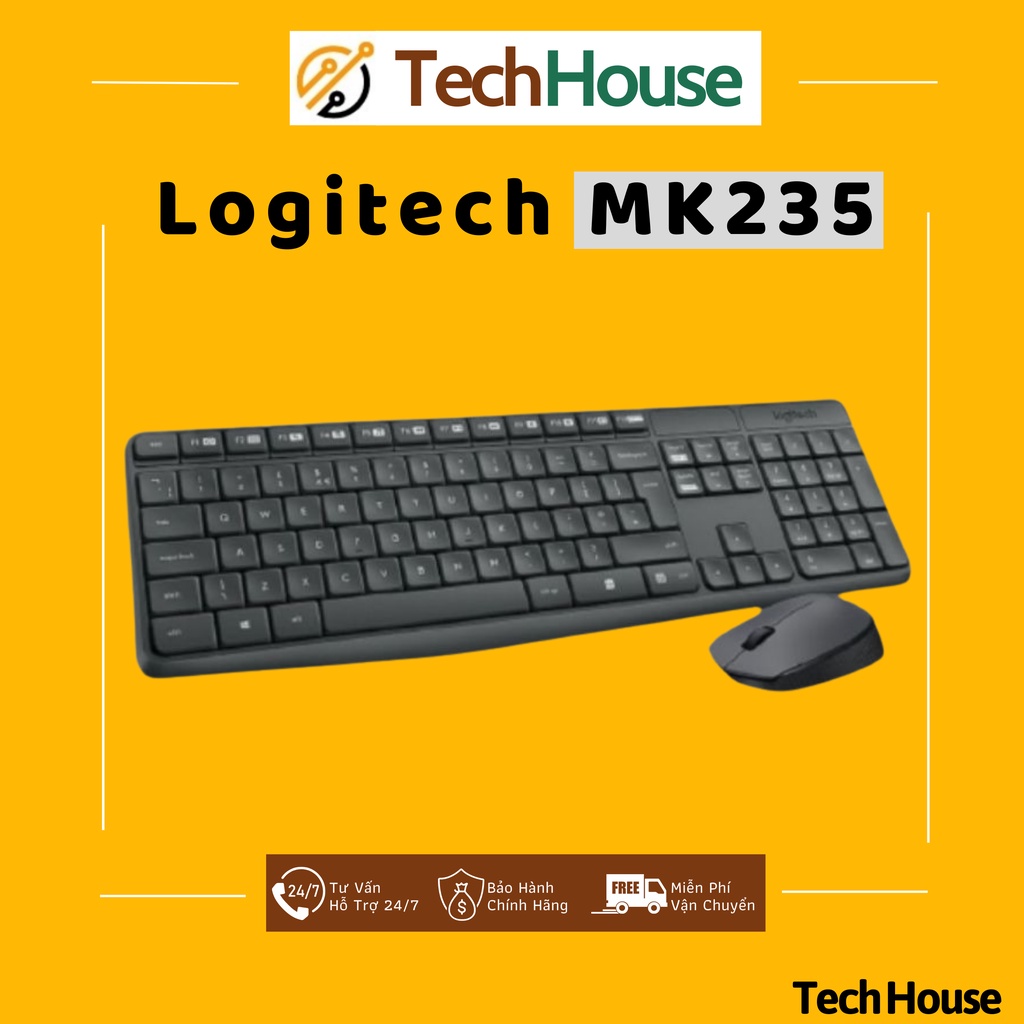 Bộ Bàn Phím Và Chuột Không Dây Logitech MK235 Chính Hãng - Bảo hành 12 tháng