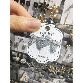 Khuyên sao đính đá mạ bạc 925