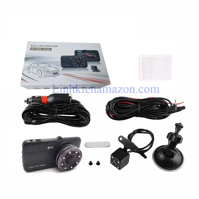 Camera hành trình vehicle blackbox DVR 1080p 4.0 inch màn hình IPS có cam lùi