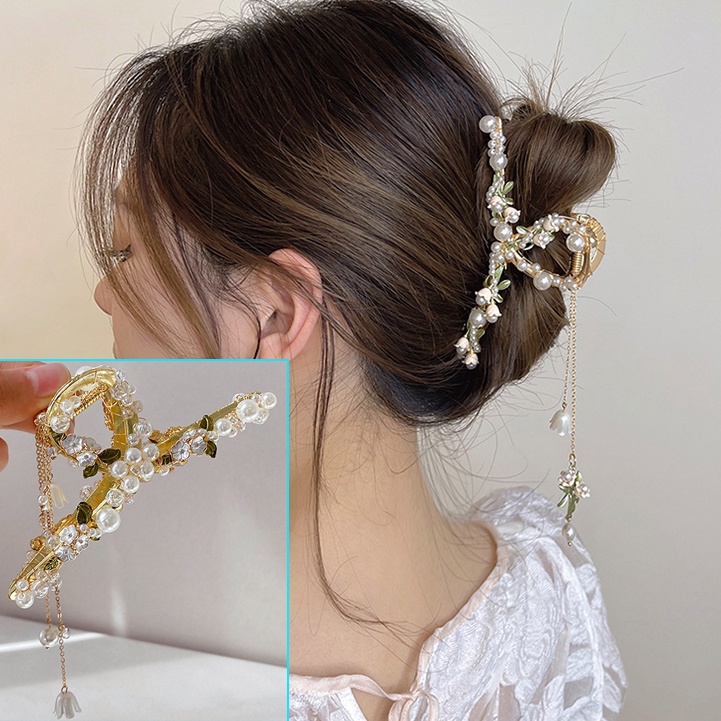Kẹp Tóc Đính Ngọc Trai Sang Trọng Thời Trang Cho Nữ
