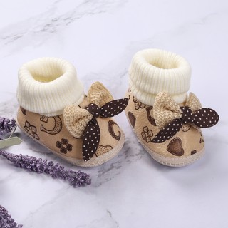 ◕Ω◕Giày bốt chống trượt sang trọng cho bé dành cho trẻ em Tất đế nơ buộc dây