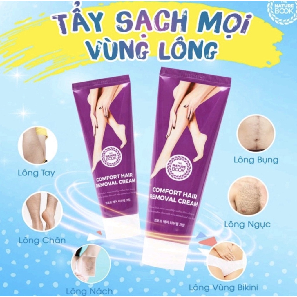 Kem tẩy lông Comfort Hair Removal Cream The Nature Book giúp da sáng, mềm mịn hơn chai 100ml