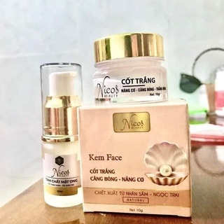 Combo kem face nicos cốt trắng + serum dưỡng da căng bóng trắng mịn se khích lỗ chân lông
