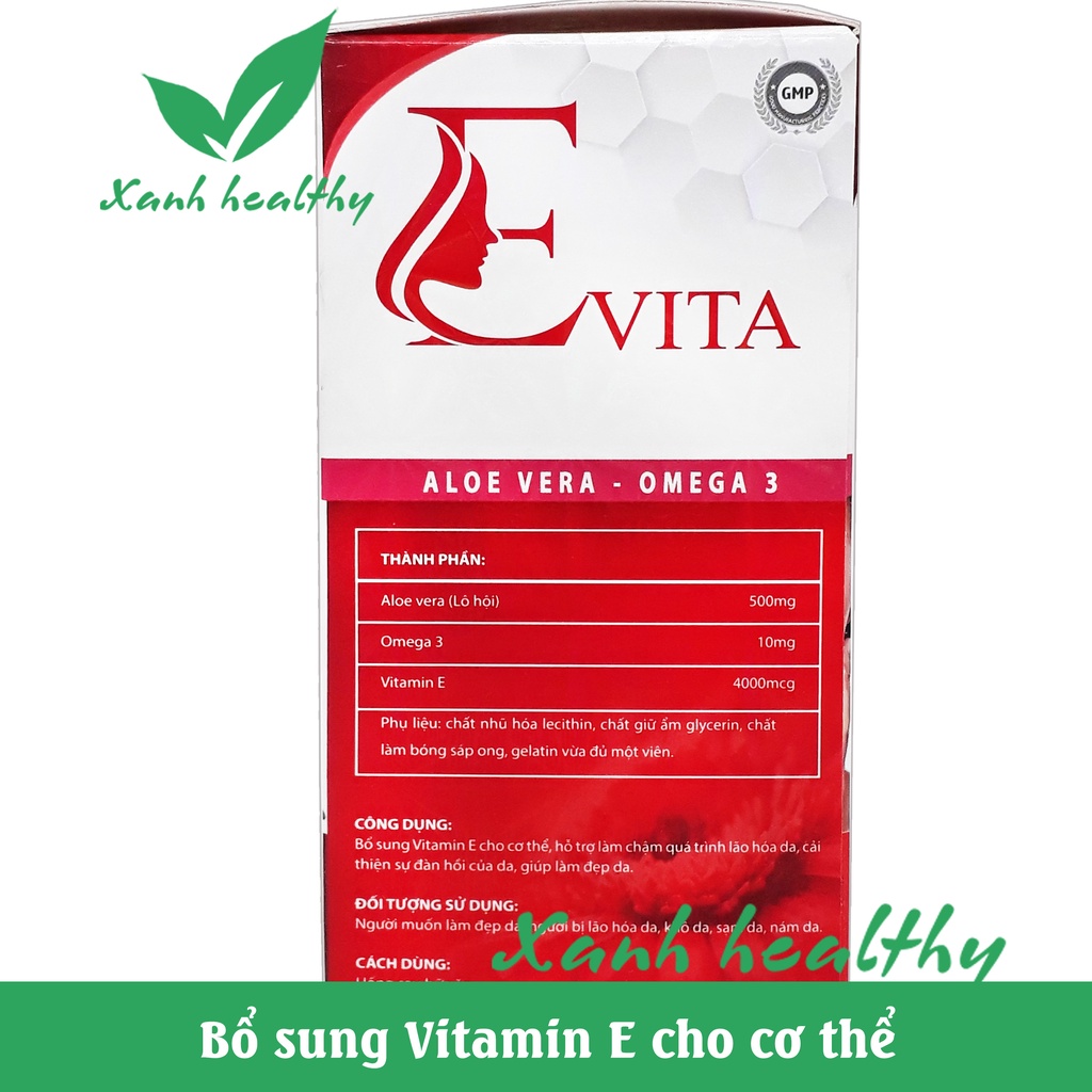 Vitamin E Vita 400 - thành phần Cao lô hội, omega 3, vitamin E đỏ - Giúp giảm lão hóa, cấp ẩm da, da sáng mịn- Hộp 60V