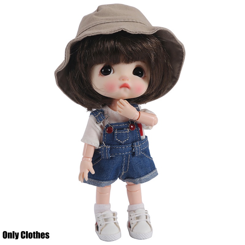 Jumpsuit Denim cho búp bê Ob11 1/12BJD16cm