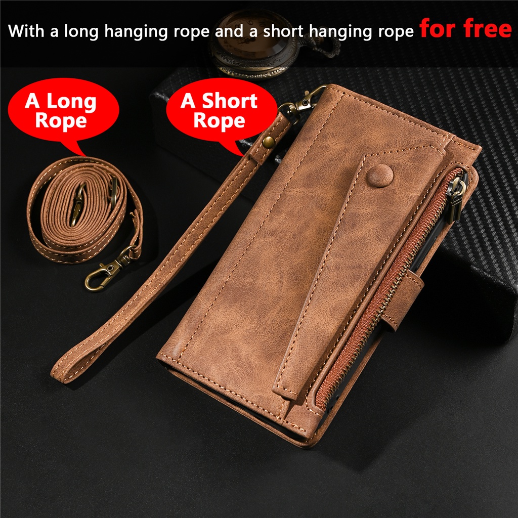 Ví flip leather case cho oppo reno 10 pro reno10 pro + ốp lưng điện thoại di động dây kéo sang trọng bao da điện thoại thông minh android cover