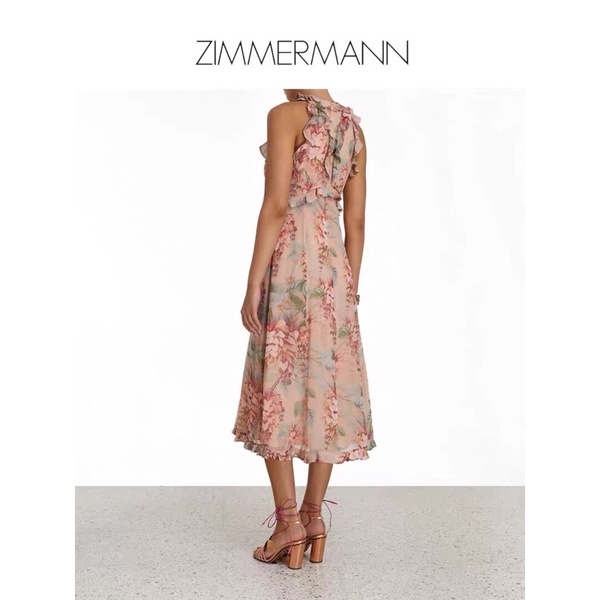 Đầm maxi không tay dáng xoè hoạ tiết hoa lá thiết kế cao cấp thương hiệu Zimmermann mẫu mới cho mùa hè