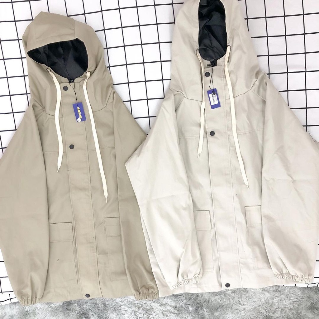 Áo khoác kaki lớp lót gió MEANSTORE oversize có mũ jacket Unisex dáng rộng chất kaki cao cấp dày dặn Streetwear -Lót gió