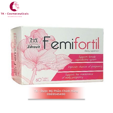 Viên Uống Bổ Trứng Femifortil Hỗ Trợ Sinh Sản, Tăng Khả Năng Thụ Thai - Hộp 60 Viên