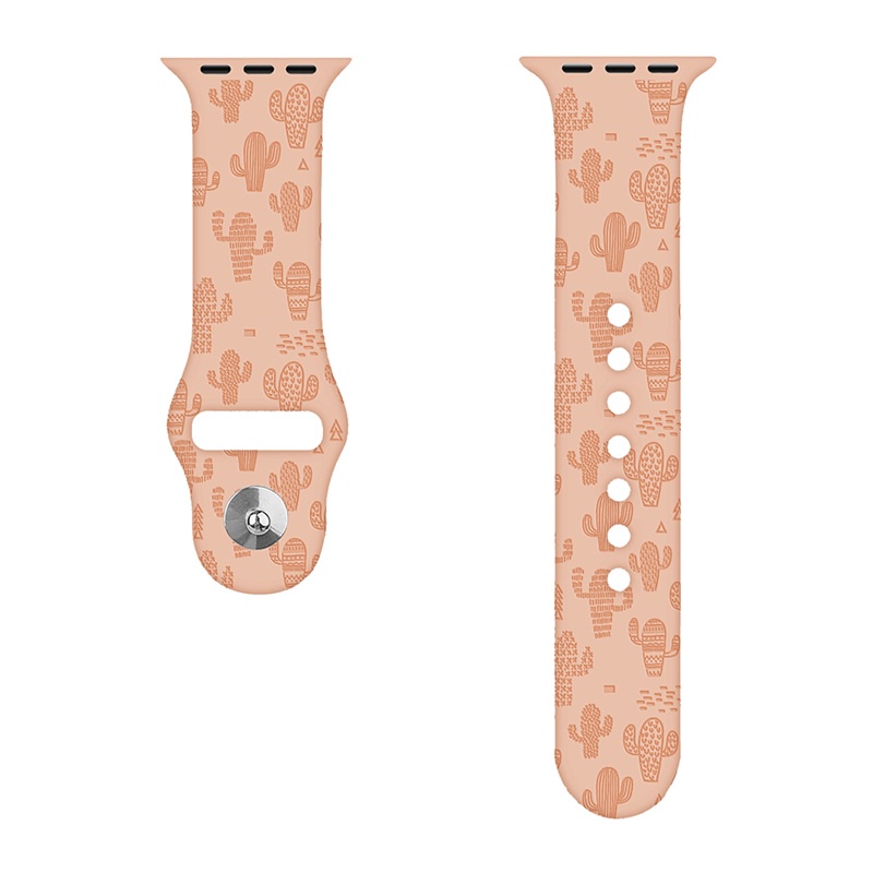 Dây Đeo Silicone In Nổi Hình Cây Xương Rồng Cho Đồng Hồ Thông Minh Smart Watch Series 7 Band 45mm 41mm 44mm 40mm IWatch 6 5 4 3 2 1 38 Mm 42 Mm
