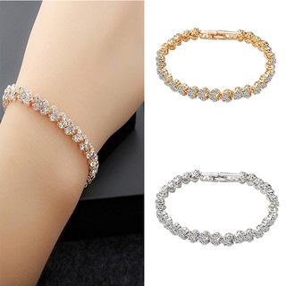 [Baywellfashion]Vòng tay mạ bạch kim đính đá CZ cổ điển sang trọng cho nữ
