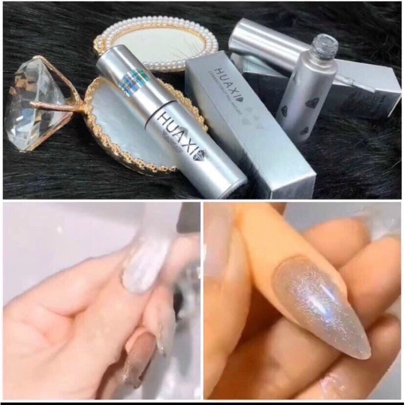 Top mắt mèo kim cương Huaxi - Sơn gel mắt mèo kim cương vàng bạc Huaxi lấp lánh sang chảnh