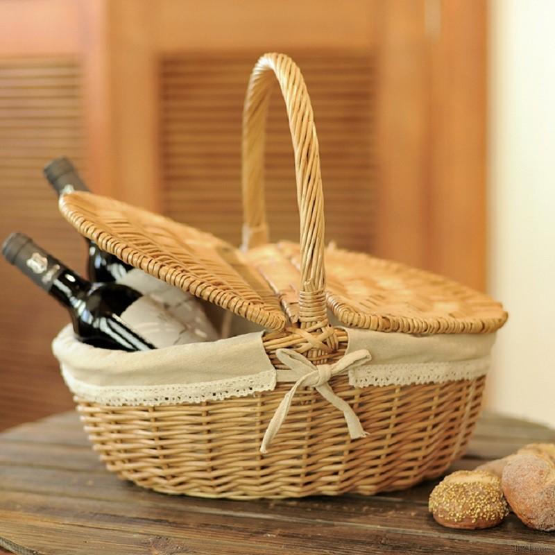 Giỏ dệt bằng sợi mây đựng thực phẩm tiện dụng cho cắm trại