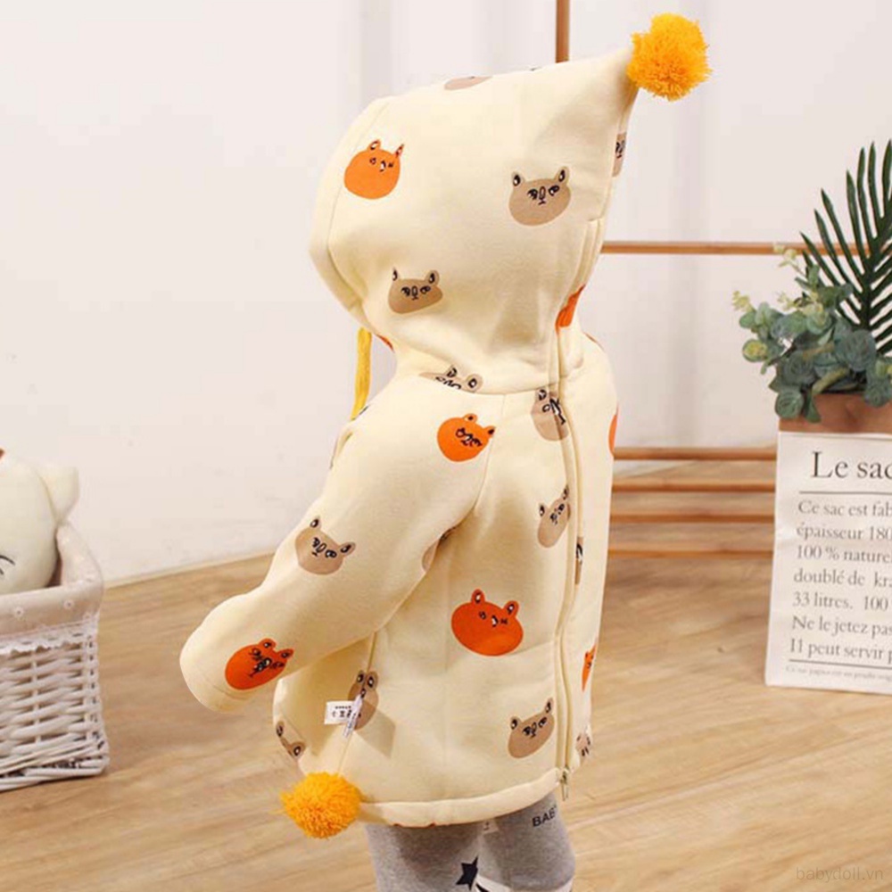 Áo Khoác Hoodie Tay Dài Có Khóa Kéo In Họa Tiết Hoạt Hình Gấu Dễ Thương Cho Bé Trai Và Gái