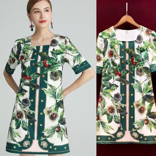 Đầm Dự Tiệc Dáng Ôm Tay Ngắn Bigsze Hoa Văn Sang Trọng Đính Đá Thủ Công Hàng Nhập Cao Cấp