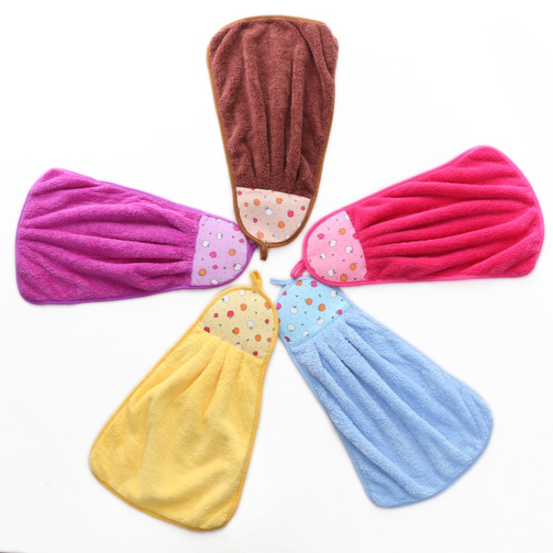 Khăn Lau Tay Treo Tường Vải Lông Cừu San Hô Mềm Mại Thấm Hút Tốt