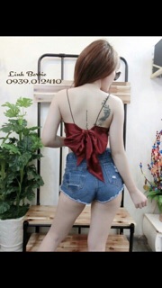 Áo phi bóng yếm cột nơ sau màu đỏ