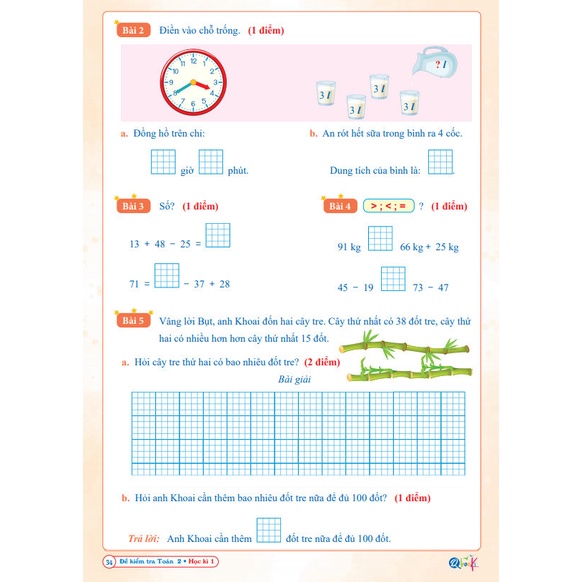 Sách - Đề Kiểm Tra Toán 2 - Kết Nối Tri Thức Với Cuộc Sống - Học Kì 1 (1 cuốn)