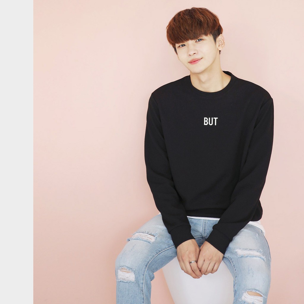 Áo Sweater Nam Nữ unisex phong cách Hàn Quốc in chữ BUT, Chất nỉ cá sấu - Quà tặng ngẫu nhiên HD06