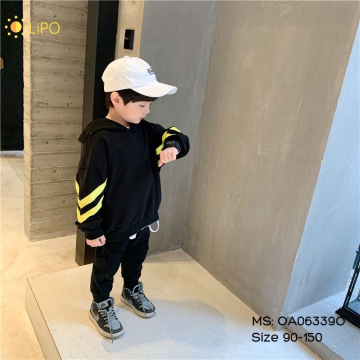 ÁO KHOÁC CHO BÉ , ÁO HOODIE CHO BÉ TAY KẺ VÀNG - OA063