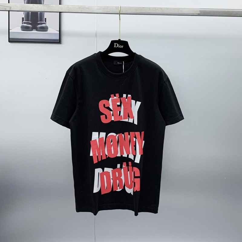 Áo phông nam nữ Premium Cotton in nổi chữ Sex Money Drug bóng mờ xám cổ bo dày dặn phong cách streetwear AP14P