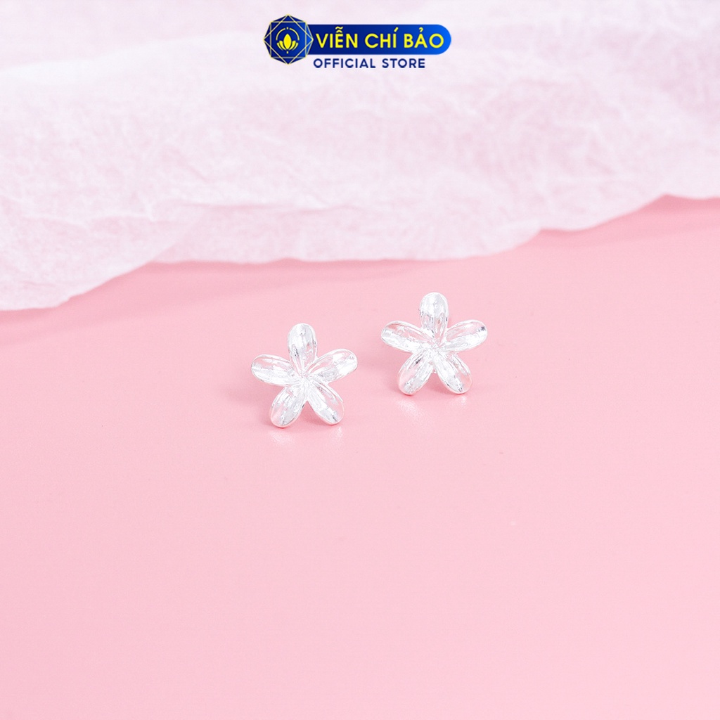 Bông tai bạc nữ Hoa năm cánh khuyên tai nữ bạc 925 thời trang phụ kiện trang sức Viễn Chí Bảo E049