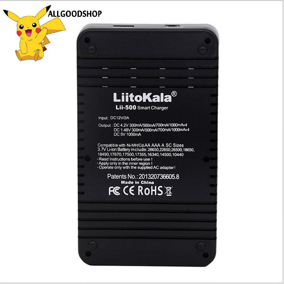 111all} Liitokala Lii-500 18650 26650 21700 4-Slot LCD Smart Universal Battery Charger