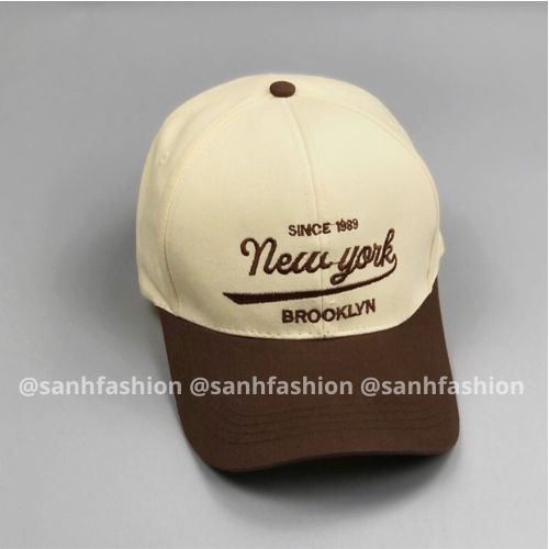 Mũ lưỡi trai phối màu thêu chữ NewYork Brooklyn Nón kết chất kaki cao cấp thời trang form unisex nam nữ_sanhfashion