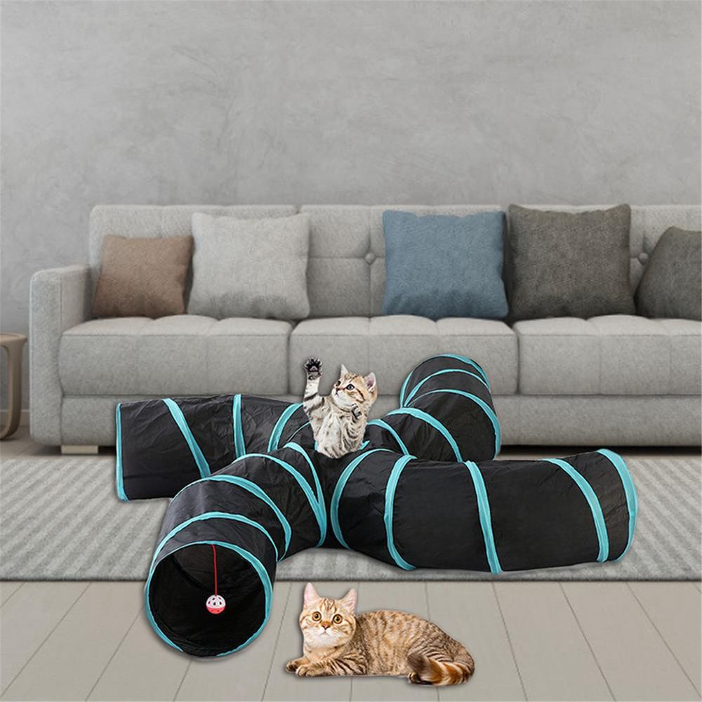 Đồ chơi ống chui huấn luyện tương tác với mèo hình chữ S nhiều màu