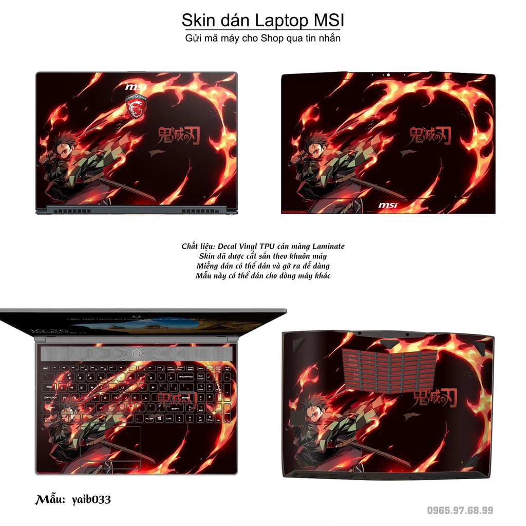 Skin dán Laptop MSI in hình Kimetsu No Yaiba _nhiều mẫu 2 (inbox mã máy cho Shop)