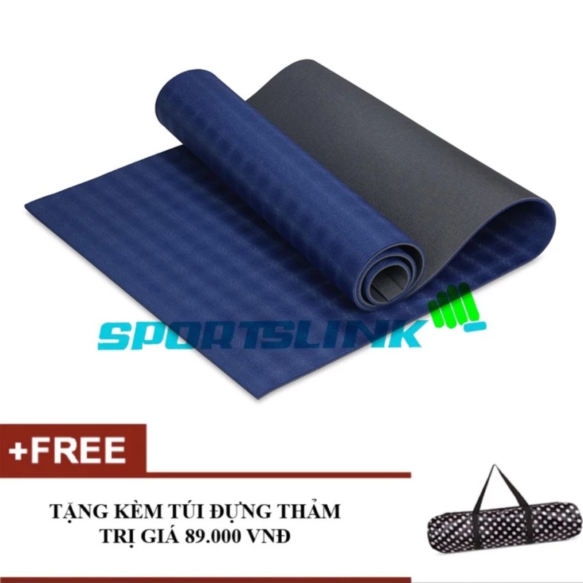 Combo thảm tập toga tpe 6mm relax 2 lớp kèm túi Sportslink