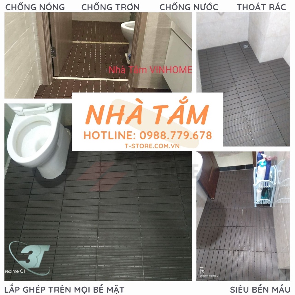 XẢ KHOTấm nhựa lót sàn ban công -Vỉ Nhựa Lót Sàn Chống trơn trượt bể bơi, sân vườn, sân thượng Hàng VNXK( Kt 30*30*2cm