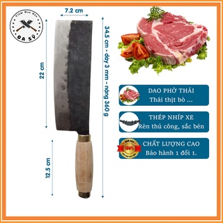 Dao thái thịt nhíp xe, thái phở, dao rèn từ thép nhíp xe siêu bền, cán gỗ chắc chắn - d16