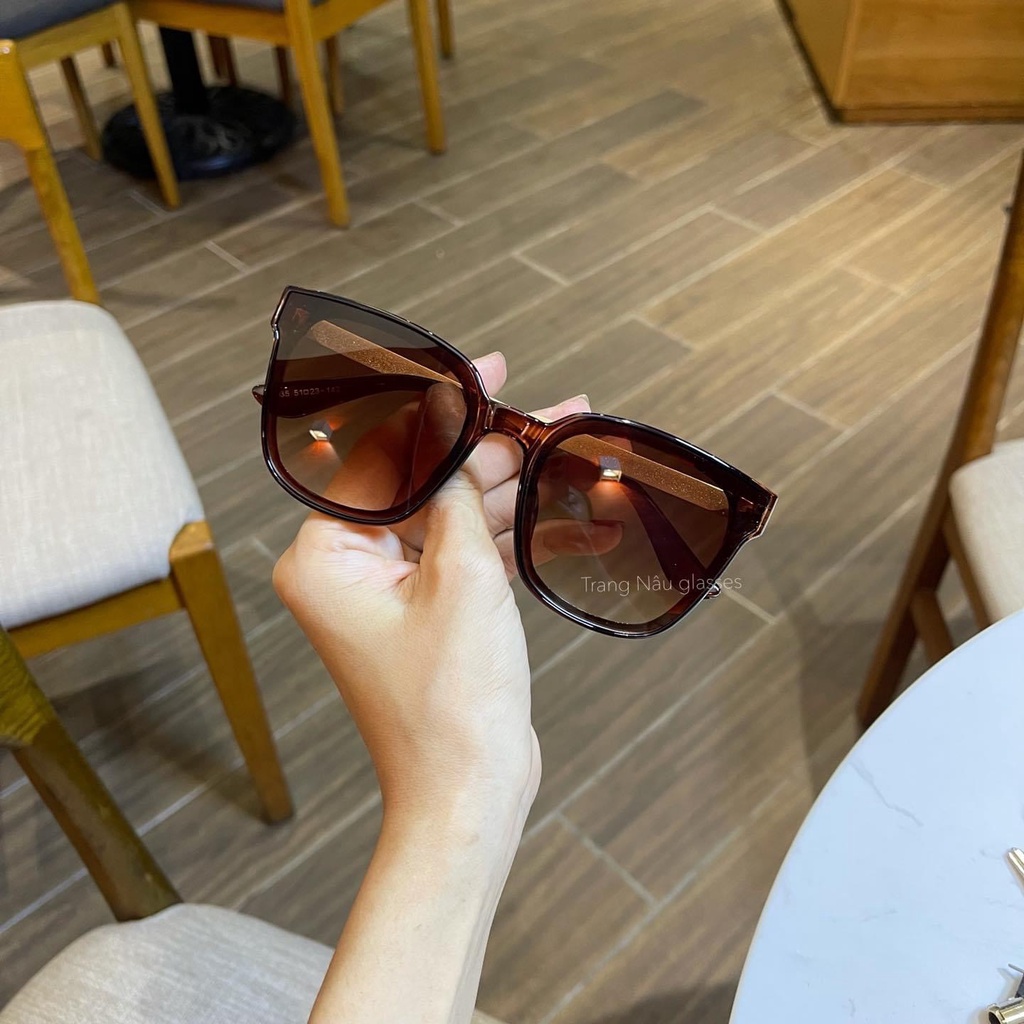 MẮT KÍNH UNISEX NAM NỮ THỜI TRANG TRÀN VIỀN CHÂN KIM LOẠI VÀNG - Bự Store - MS 55