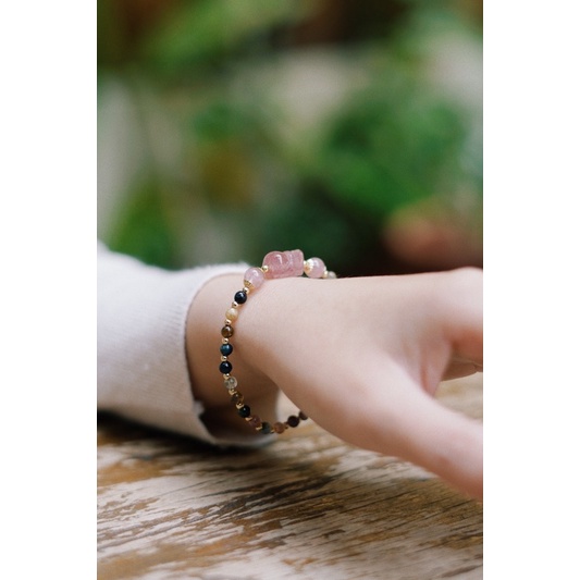 Vòng tay Tourmaline mix charm Tỳ Hưu