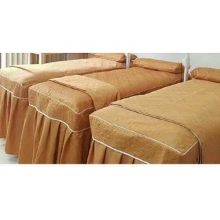 com bo khăn ga spa màu ghi+ băng đô vàng