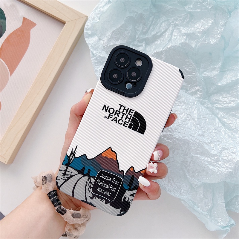 Ốp Điện Thoại Da Họa Tiết The North Face Cho iPhone 13 / 12 Pro Max X XR Xs Max 7 / 8 Plus