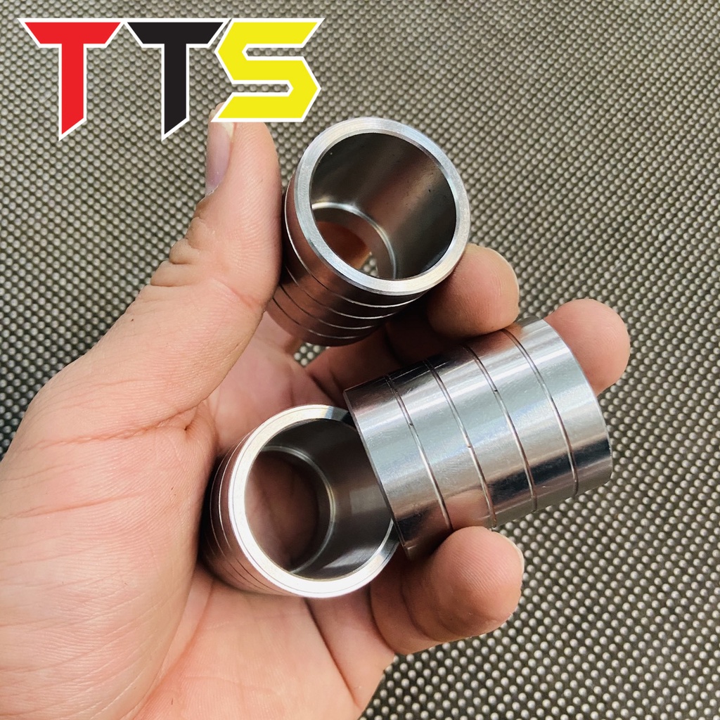 ( MÀU XANH ) Khâu nối pô chất liệu inox 304, lông đền nhôm CNC tản nhiệt cổ pô inox, ttian phi 27mm