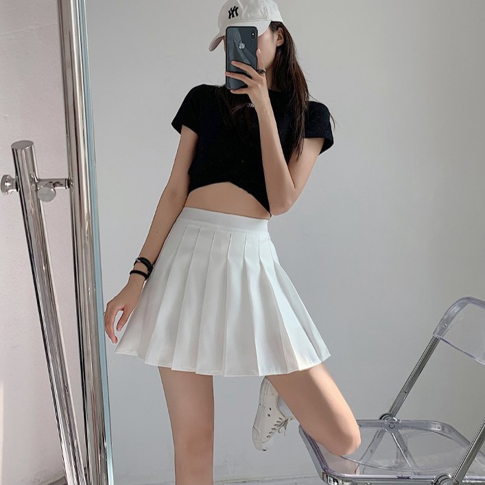 ♂☌☂ Chân Váy Chữ A Xếp Ly Eo Cao Hoa Văn Kẻ Ô Phong Cách Hàn Quốc Thời Trang