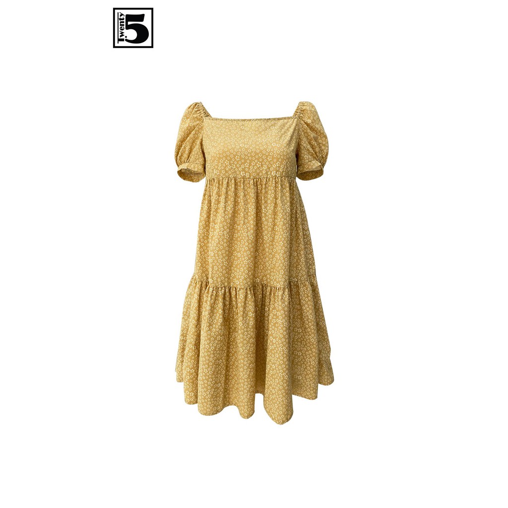 Đầm váy babydoll nữ cổ vuông tay bồng họa tiết hoa nhí Twentyfive A27