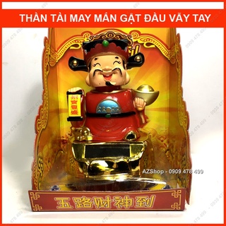 Thần Tài May Mắn Cầm Vàng Gật Đầu Vẫy Tay Năng Lượng MT- Vuông Trong - 6514