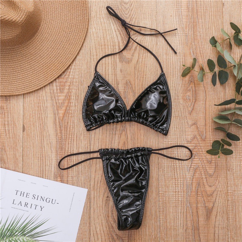 [BKN396] <ÂU> SET BIKINI DA BÓNG ĐEN/HỒNG/XANH NEON QUẦN THONG/LỌT KHE | BigBuy360 - bigbuy360.vn